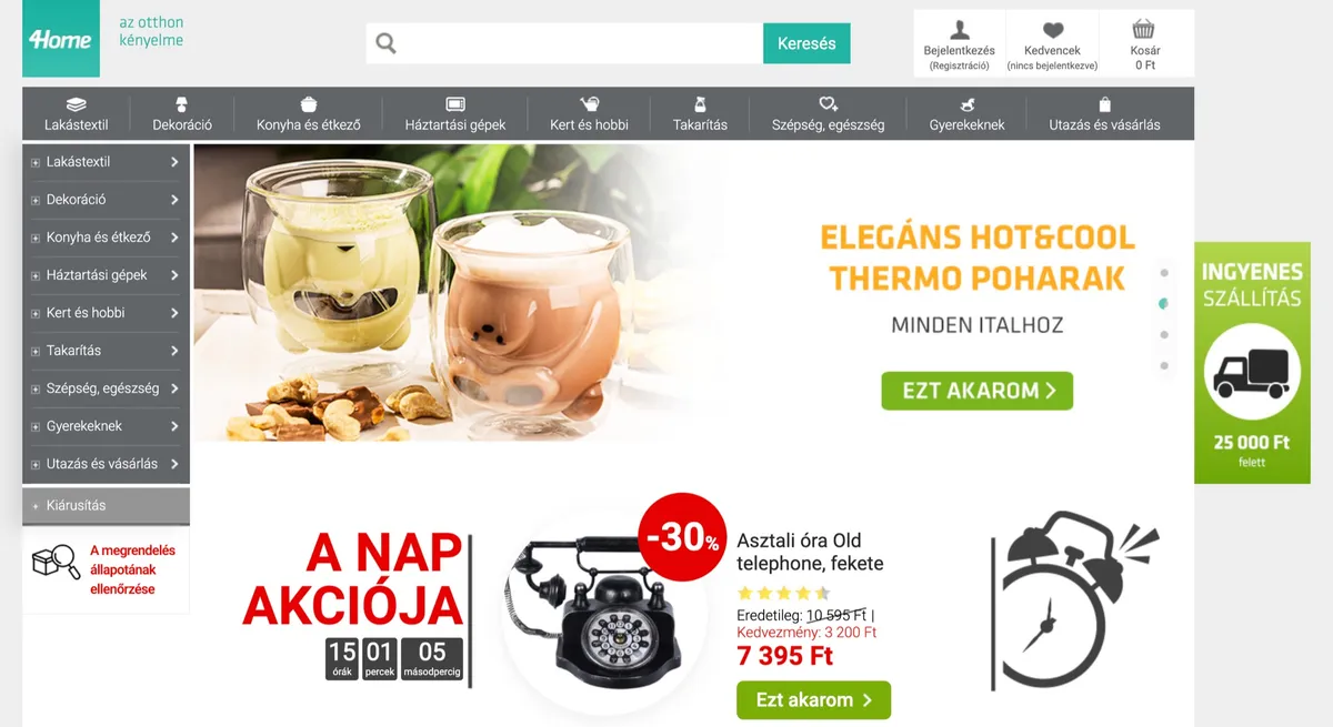 A 4home e-shop kínálata a háztartáshoz: lakástextil, konyhai eszközök és takarítóeszközök