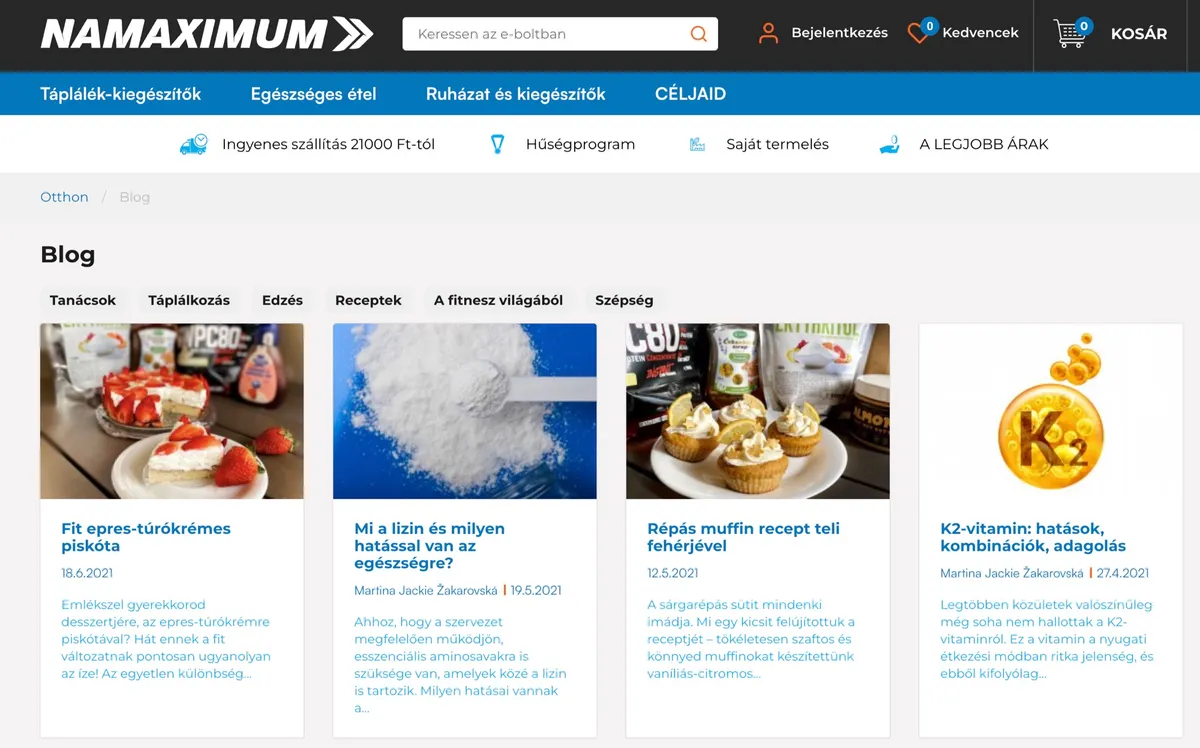 A NaMaximum blog táplálkozási és edzéstippekkel
