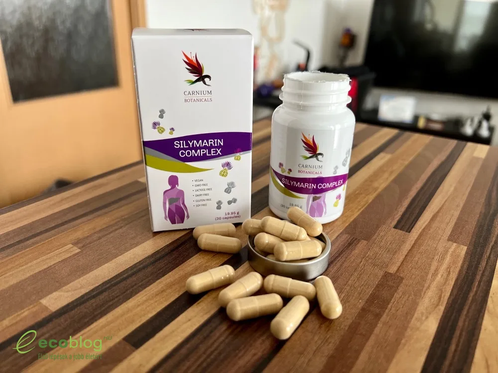Carnium Botanicals Silymarin Complex májtámogató kapszula a teszthez előkészítve